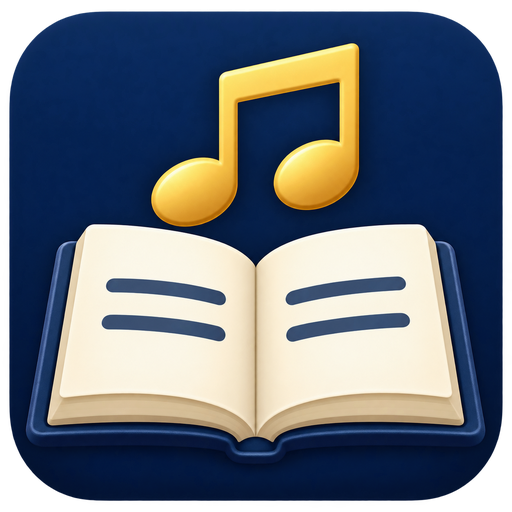 Songbook Maker icon: an open songbook with a golden musical note